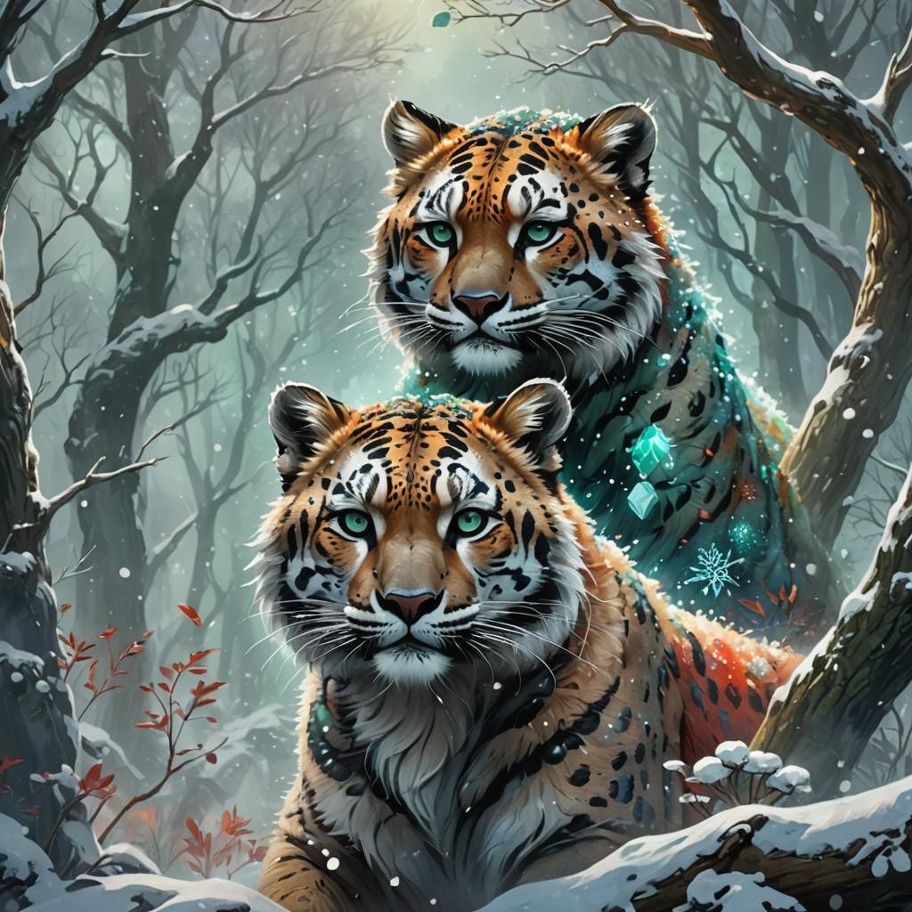 Iridescent Hybrid Creature in Misty Forest Concept Art