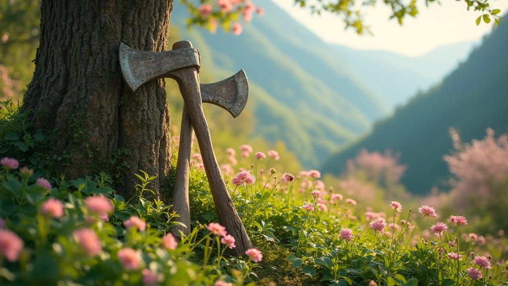 Lush Summer Mountain Garden in Impressionist Style