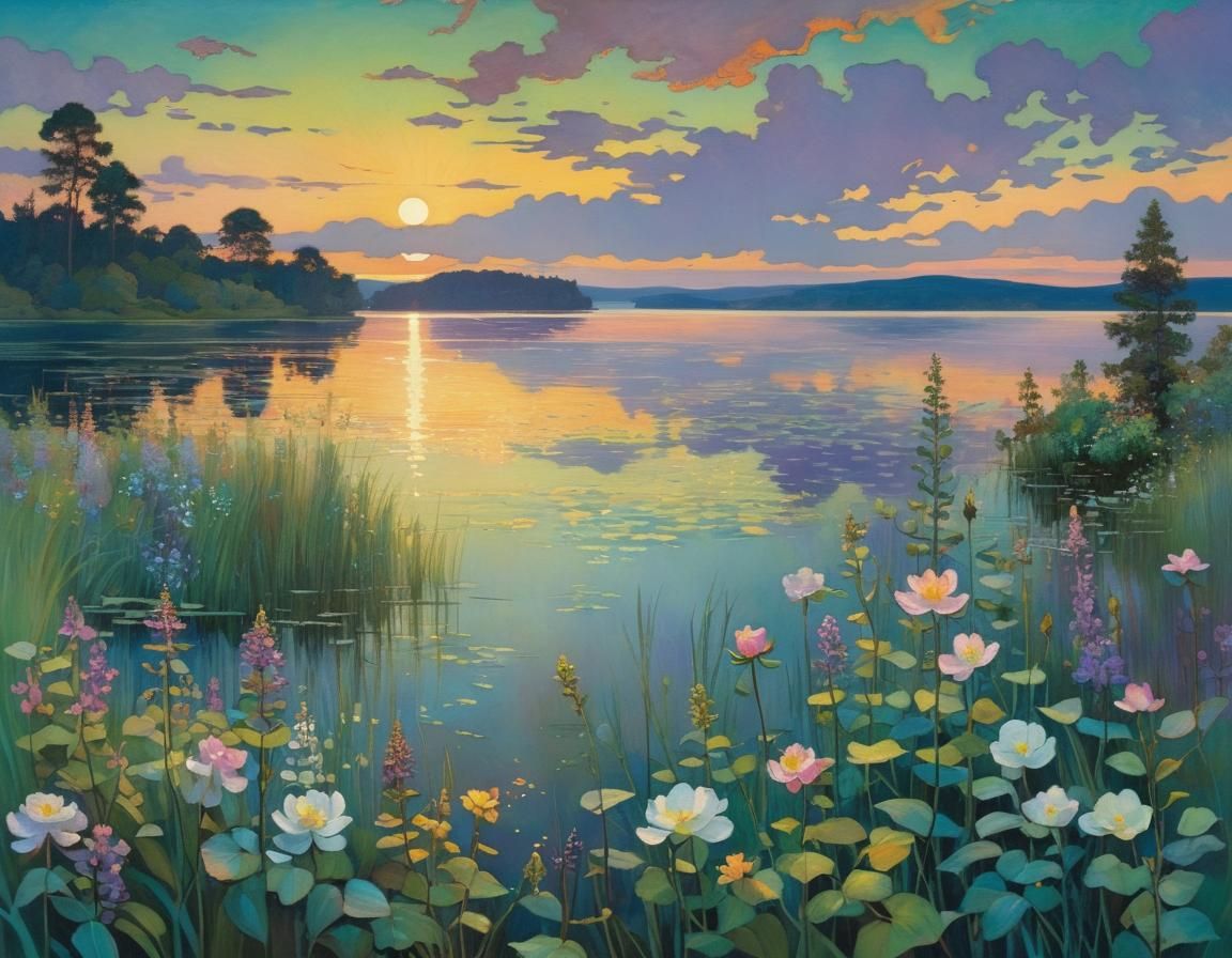 Soft Pastel Hues Illuminate a Swedish Lake Scene in Whimsica...