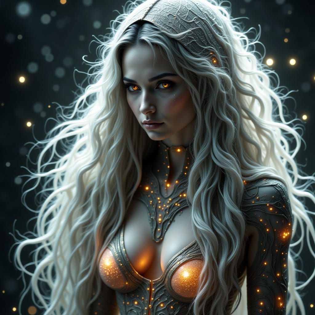 Alien Female with Energy Hair on Alien Moon