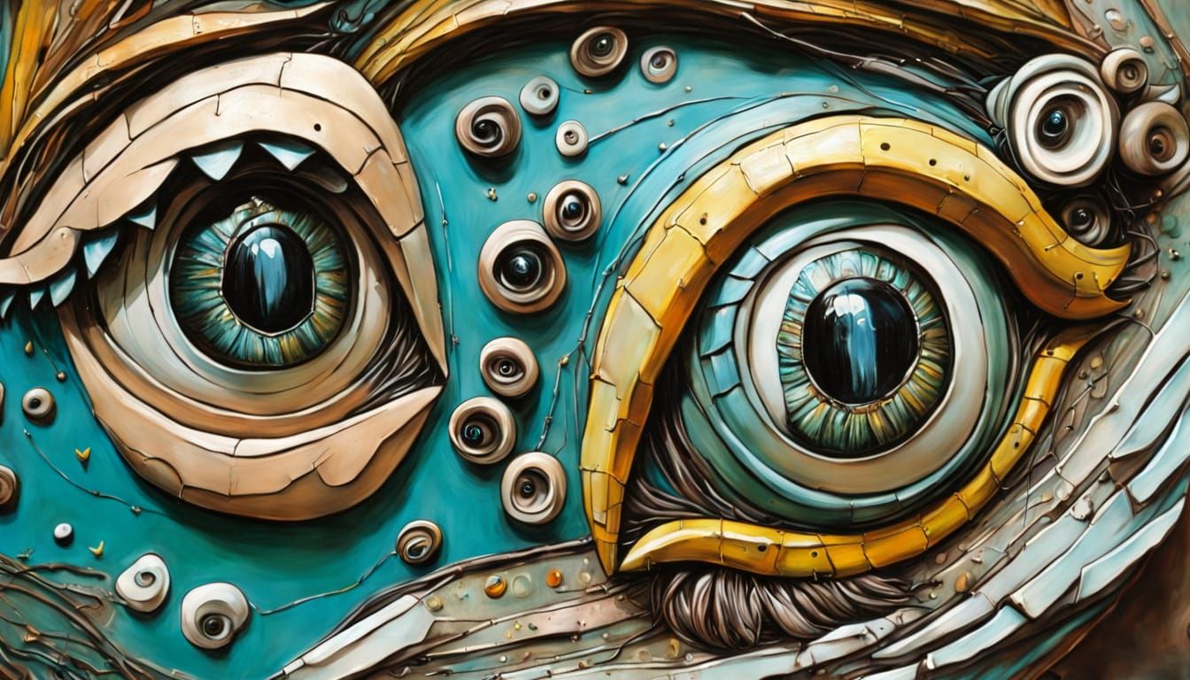 Surreal Maximalist Sculpture of a Lost Creature Falling