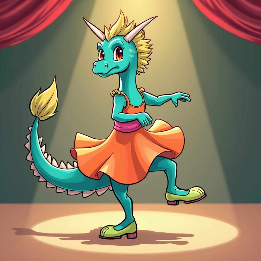 Azure Dragoness Tap Dancing in Anime Style