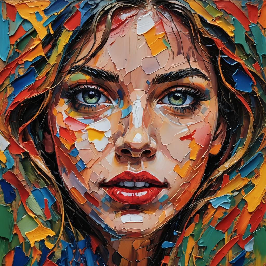 Expressionist Oil Painting of a Young Girl in Impasto Style