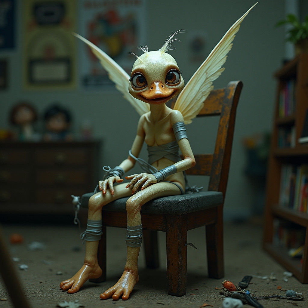 Gossamer Fairy Duck Bound by Silver Duct Tape in a Teen's Be...