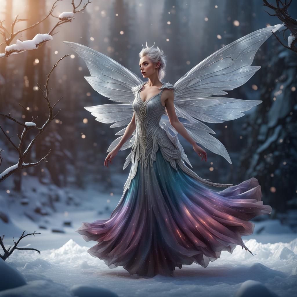Fairy Dancing on Ice: Detailed Fantasy Art