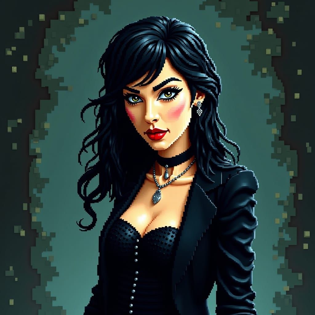 Elvira Mistress of the Dark Cartoon Portrait