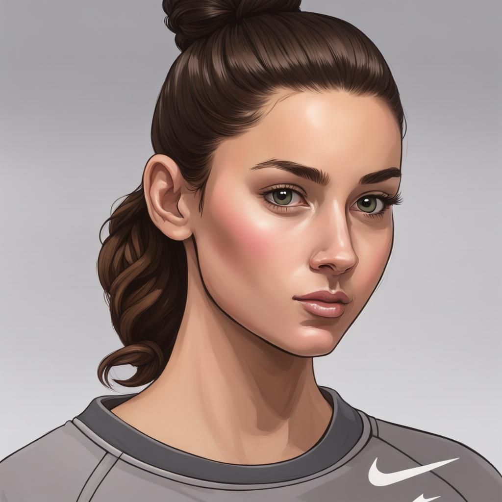 Realistic Portrait of an Athletic Teenager in Nike Sweatshir...