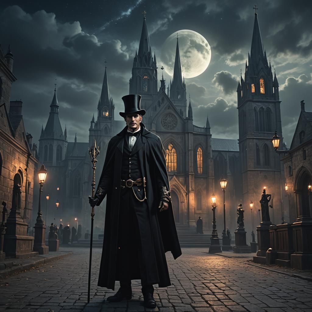 Mysterious Renaissance Man at Midnight, Detailed Matte Paint...