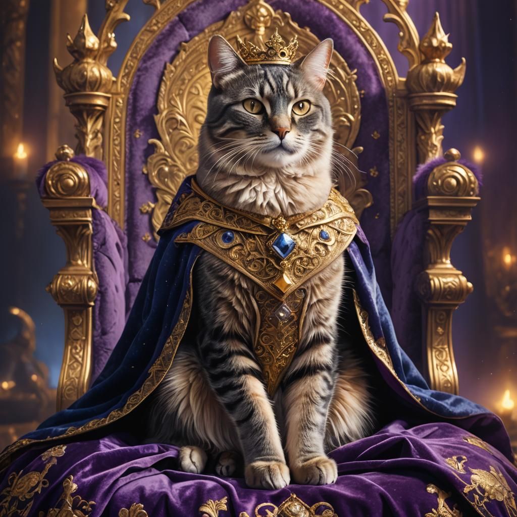 Majestic American Shorthair Cat as Fantasy Royalty