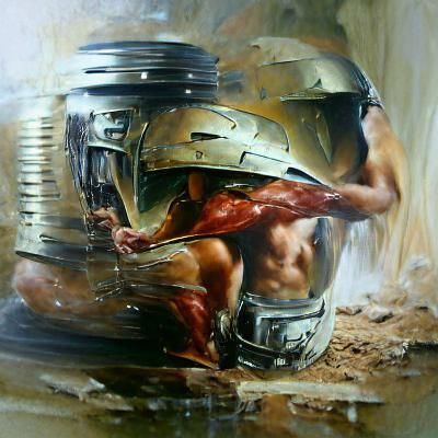 Spartan Warrior in Oil Painting Style