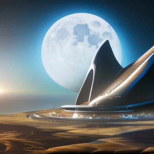 Futuristic Sydney Opera House with Spaceship