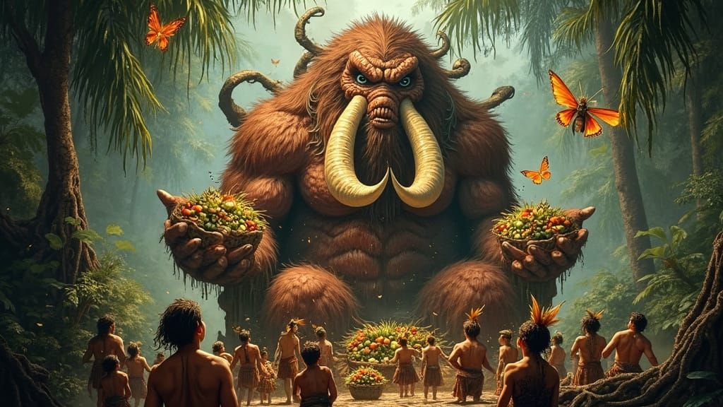 Monstrous Jungle King in Ancient, Visceral Style