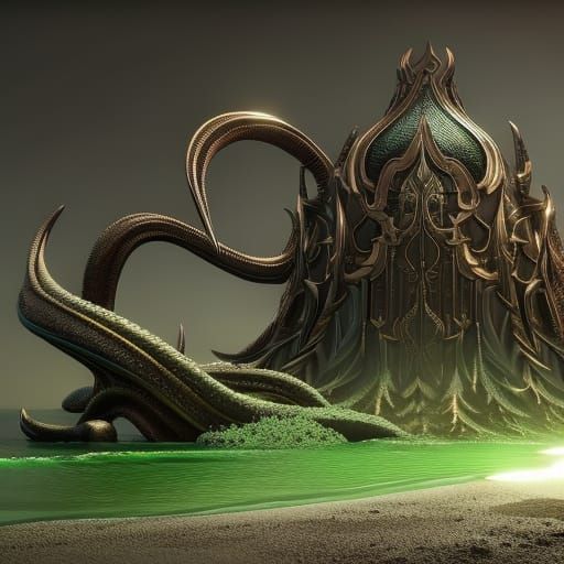 Silver Tentacle Hourglass in Dark Fantasy Style