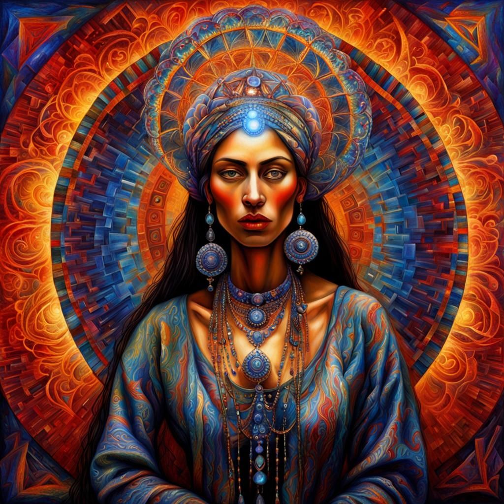 Gypsy Lady Portrait in Dreamlike Bioluminescence