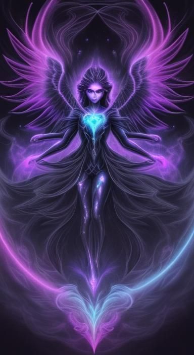 Neon Black Phoenix in Ethereal Charcoal Drawing