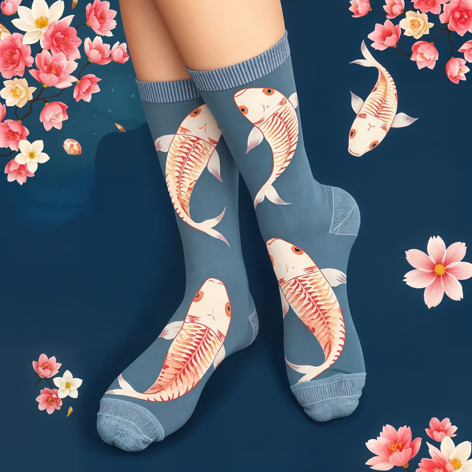 Koi Fish Socks in Japanese Art Style