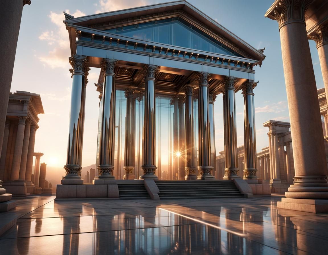 Futuristic Roman Temple in Steel and Glass