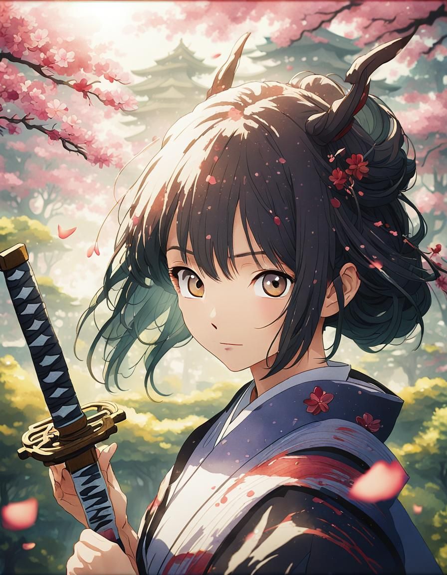Dragon Girl in Japanese Garden: Anime Key Visual