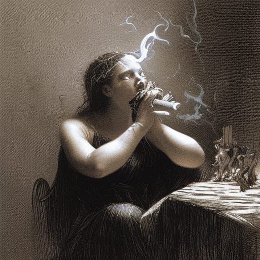 Horror Witch Eats Cigarettes, Doré Style