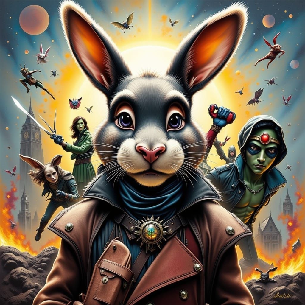 Bunny Superhero in Comic Book Style