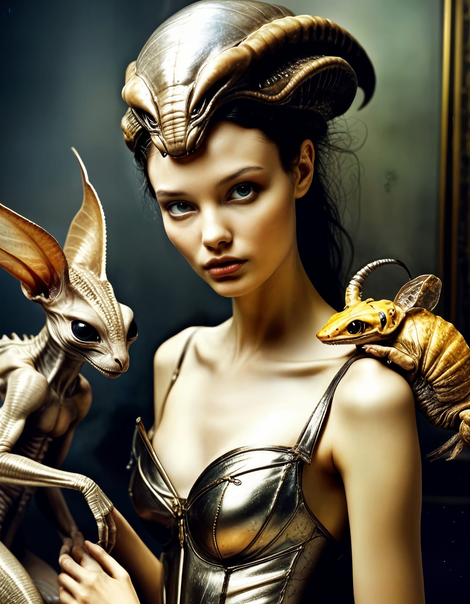 Hyperrealistic Aliens and Humans Party Scene