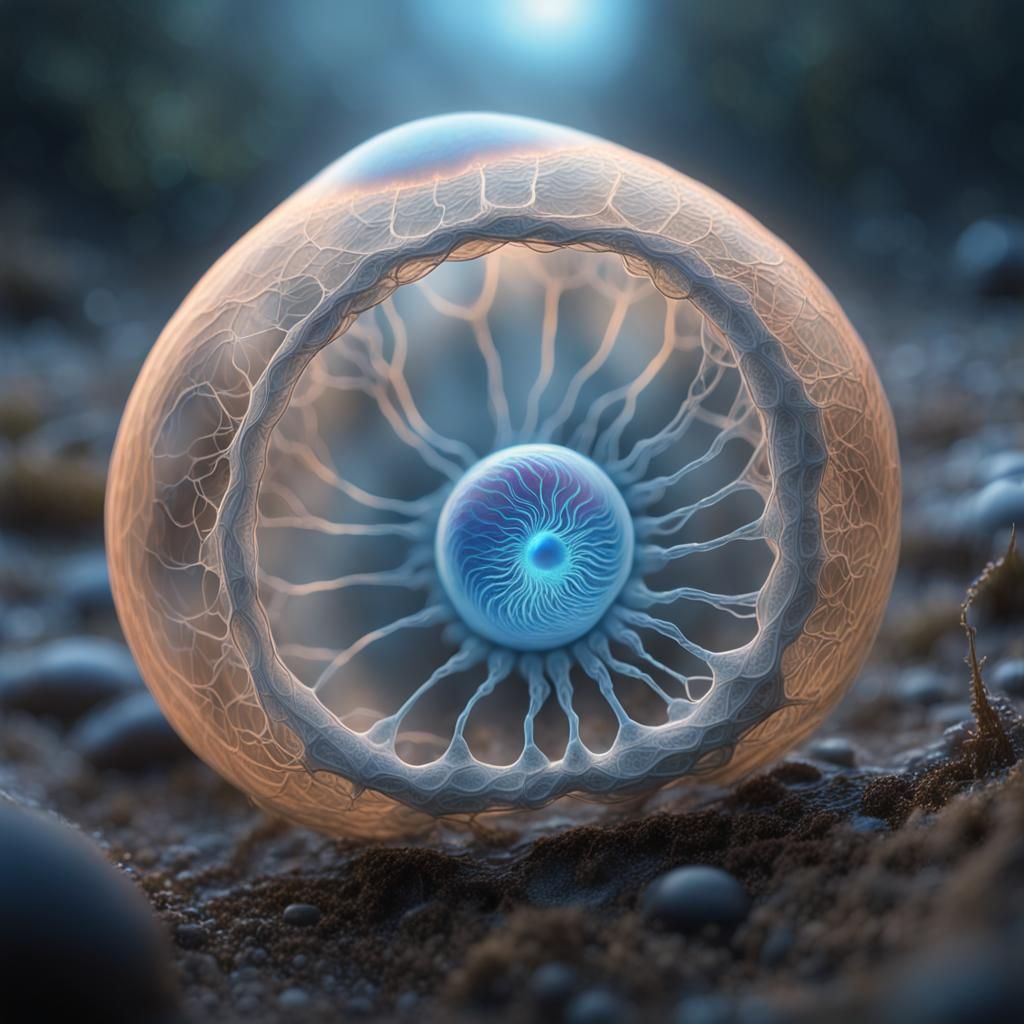 Bioluminescent Cocoon Cracking Open: Hyper-Realistic 3D Rend...