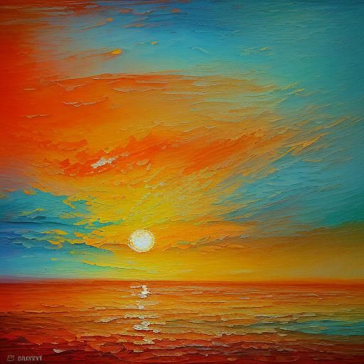 English Sunset: Neo-Impressionist Impasto Acrylic Painting
