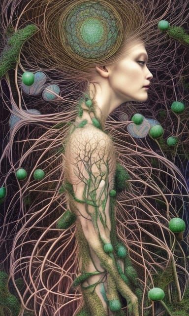 Tree-Human Hybrid in Mycelium Network: Digital Art