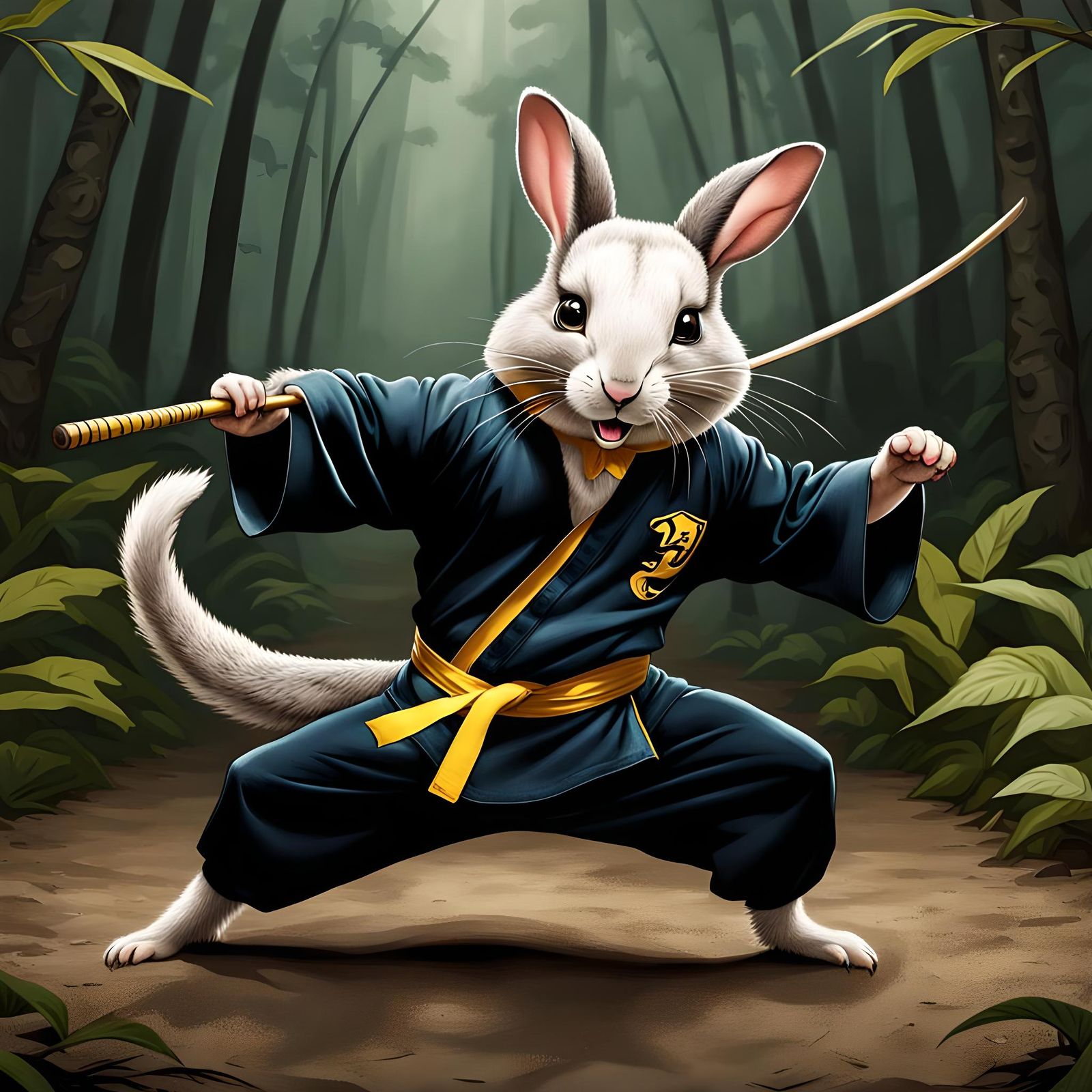 Kung Fu Fighting Possum and Rabbit