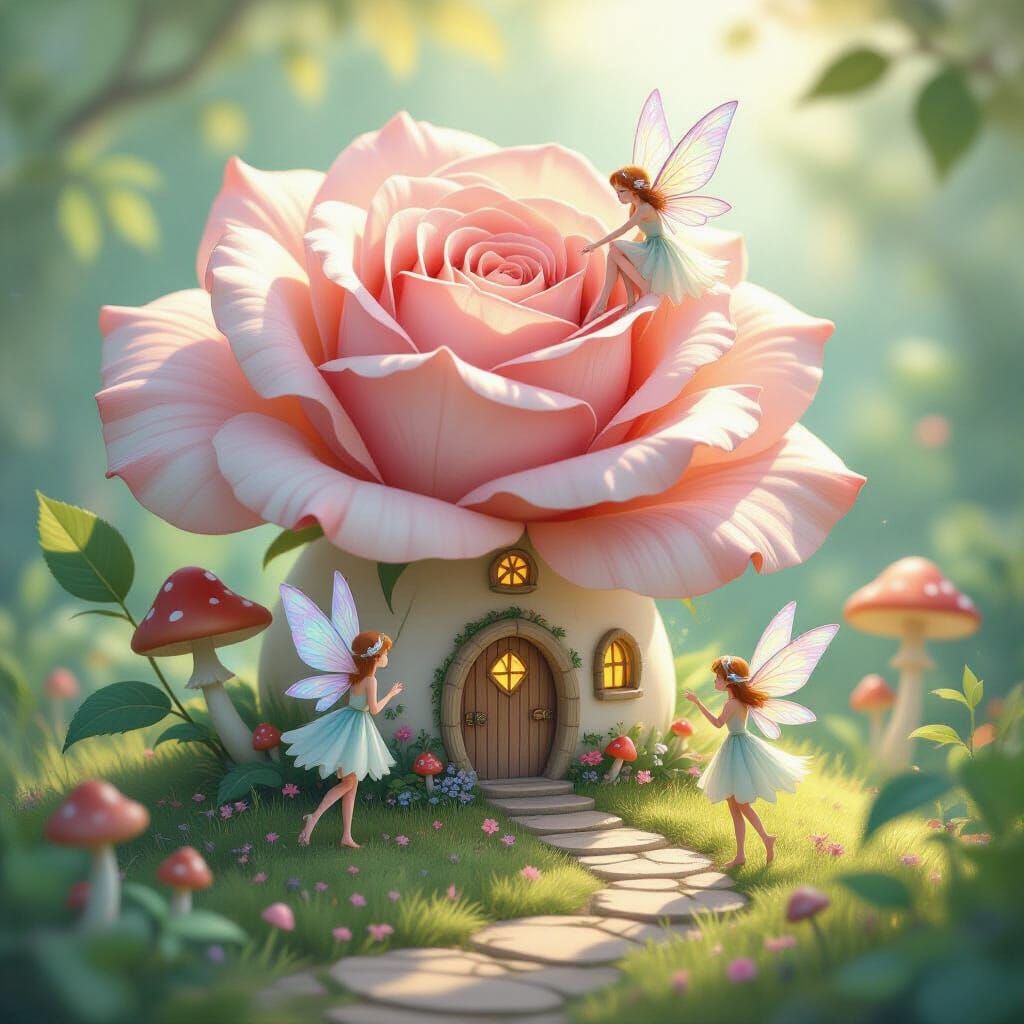 Enchanted Fairy Village Inside Colossal Rose