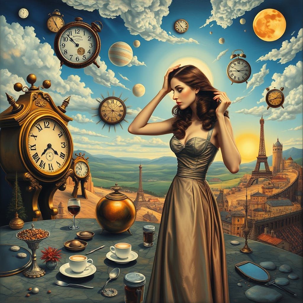 Dreamlike Morning Routine in Surrealist Style