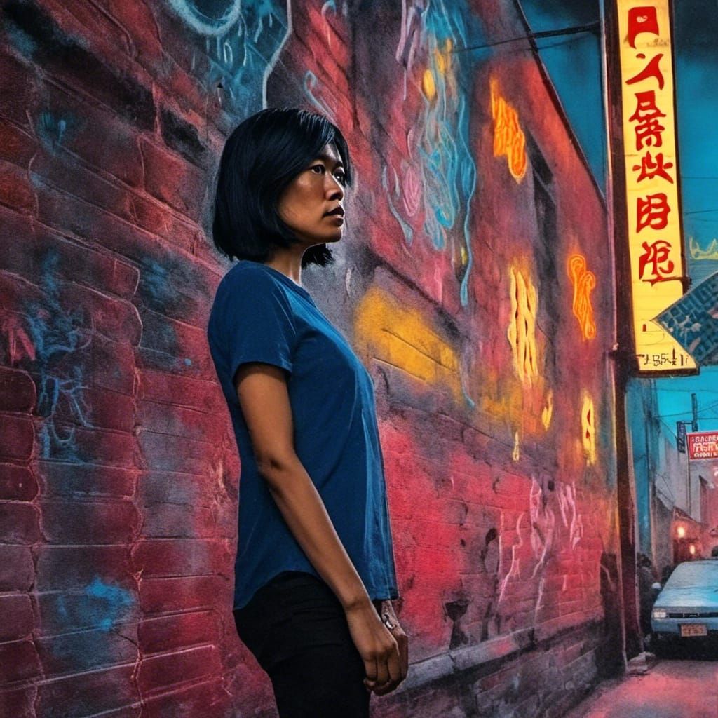 Confident Person in Vibrant Cityscape as Street Art