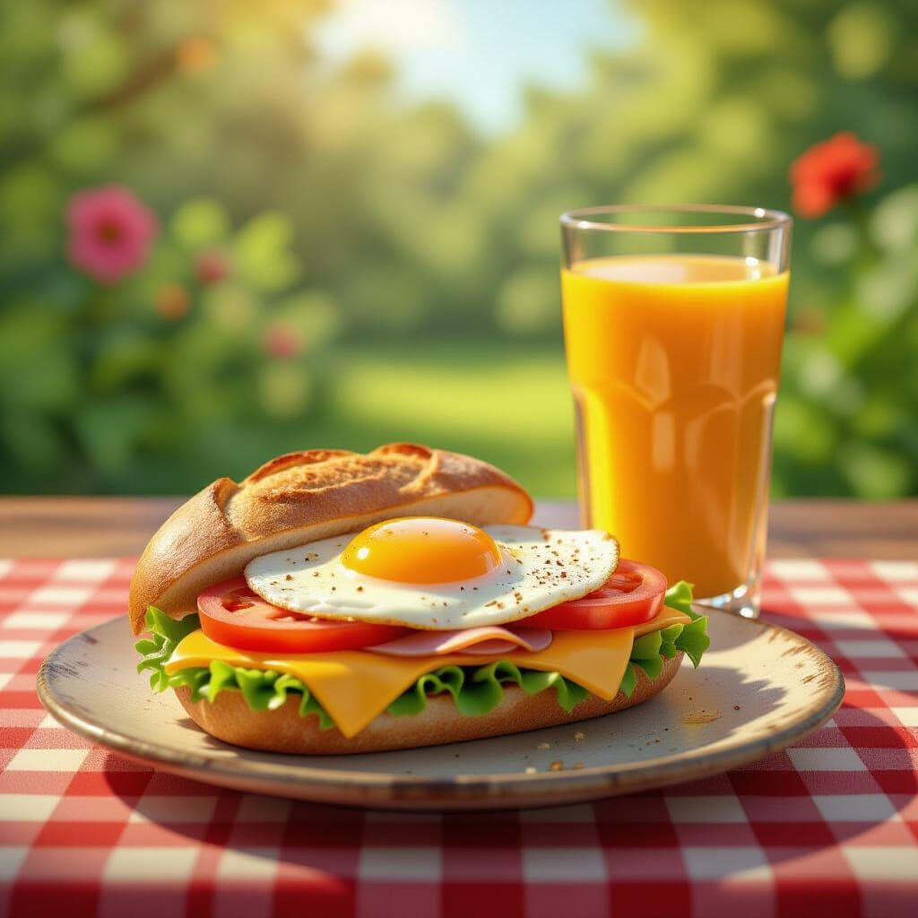 Baguette Sandwich with Juice: 3D Digital Art