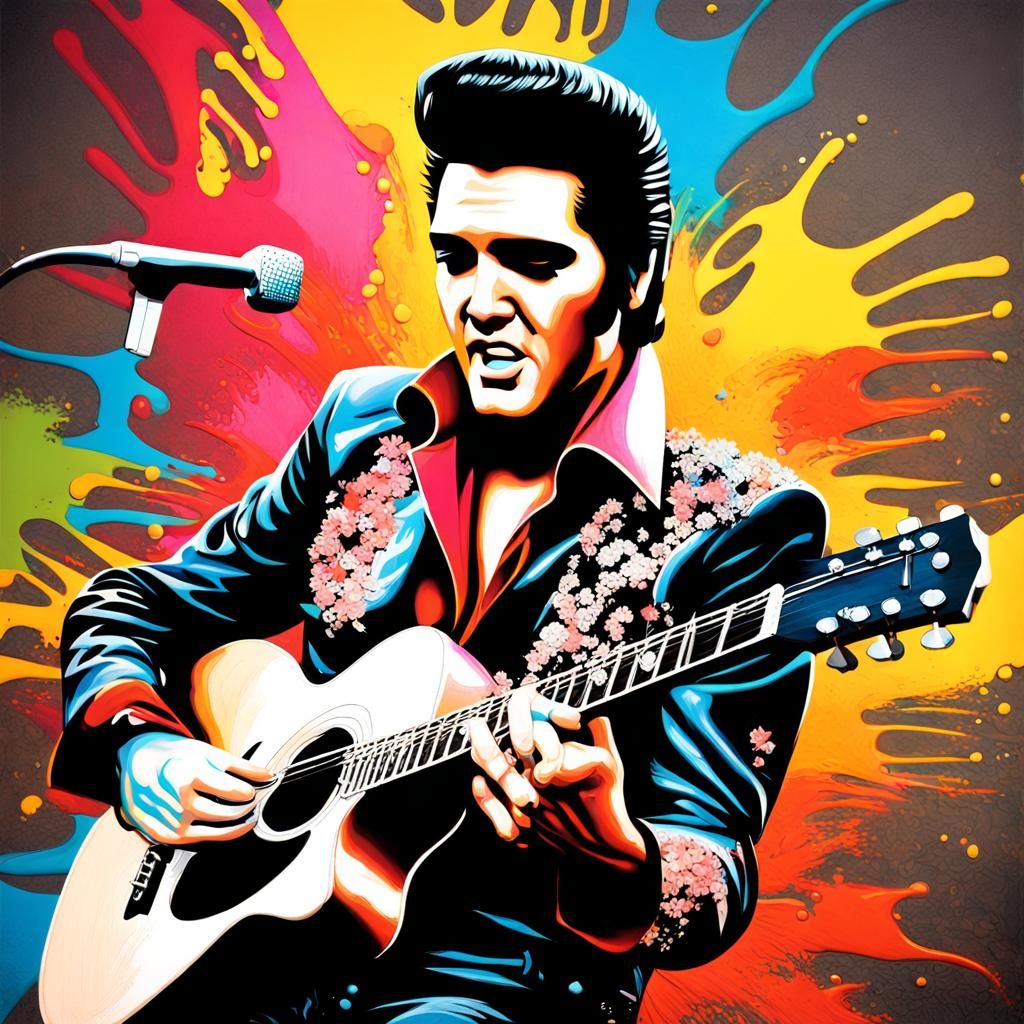 Elvis Rock and Roll Graffiti Street Art