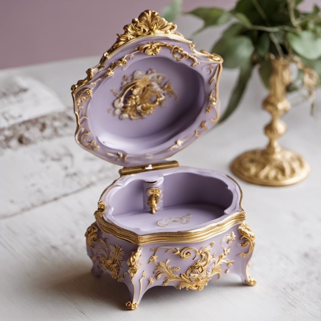 Rococo Music Box in Pale Purple and Gold