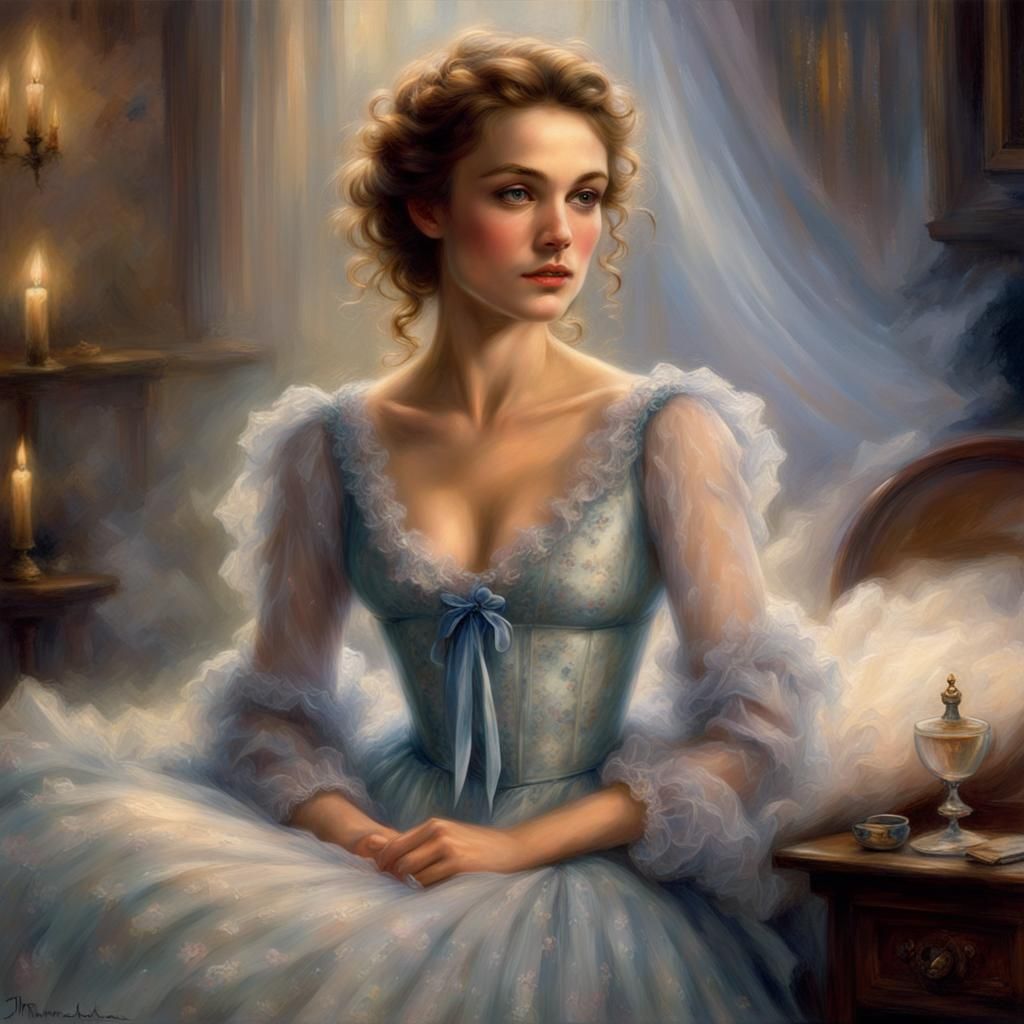 Ethereal Woman in 1800s Nightdress