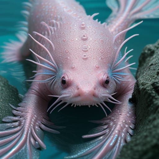 Axolotl Swimming in Warm Golden Light