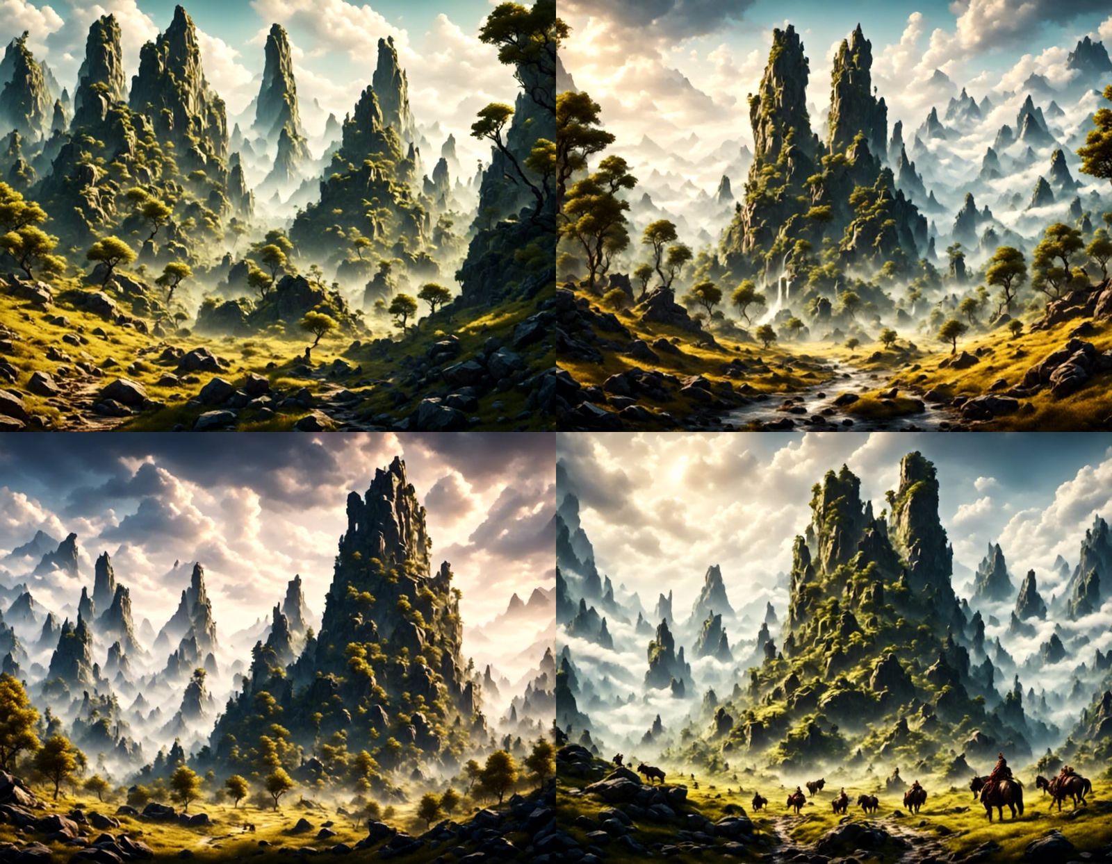 Colossal Monolith Separates Ancient Kingdoms: Fantasy Landsc...