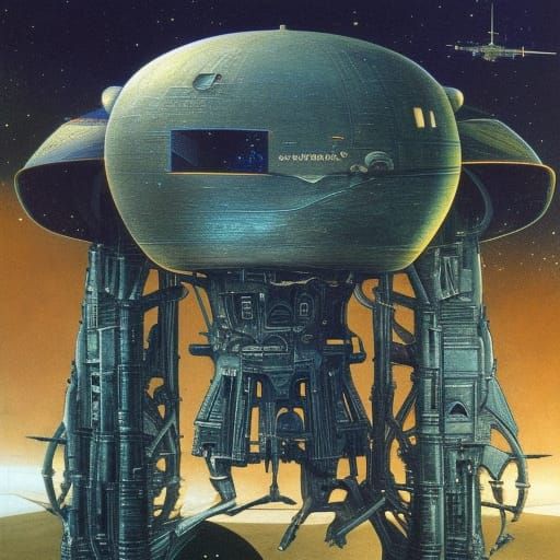 UFO Starship Book Cover in Dürer Style