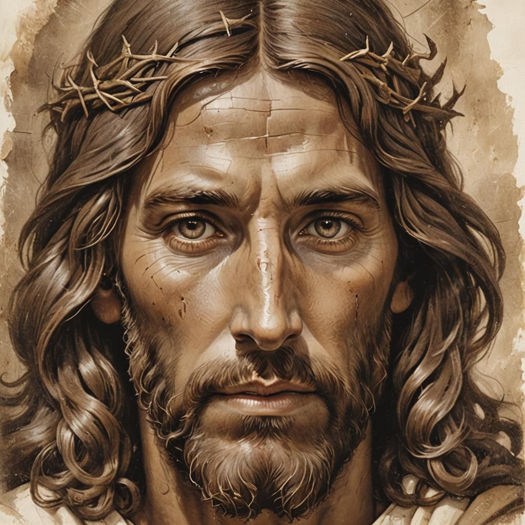 Jesus Christ Portrait with Sepia Tones