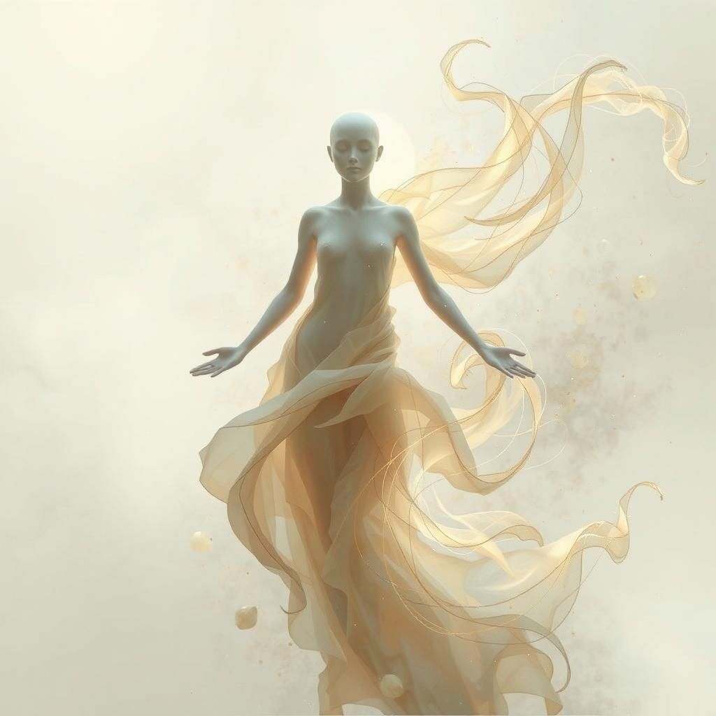 Ethereal Spirit Form Emerges from Glowing Essence