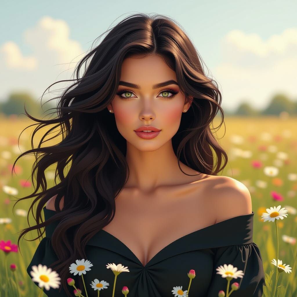 Woman with Windswept Hair in Dreamy Golden Light