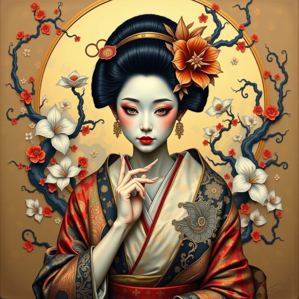 Ethereal Fairy Geisha Fusion in Dreamlike Style
