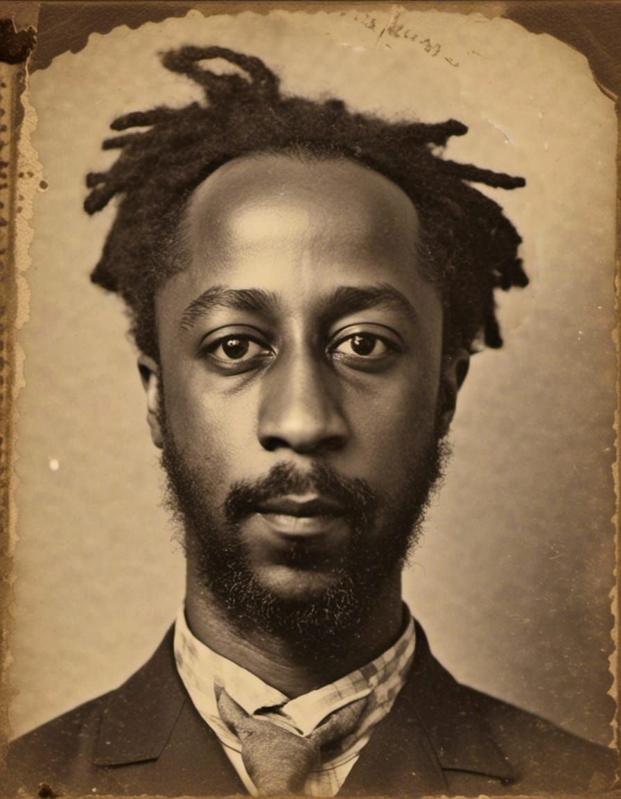 Sepia Portrait of African American Man with Beard