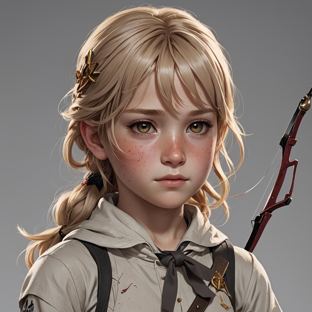 Anime Style Boy Archer with Blood, 3D Art