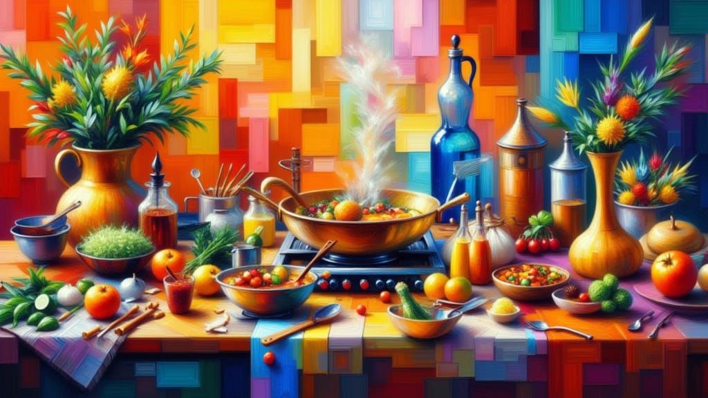 Ayurvedic Cooking Blending Cézanne, Monet, and Picasso Style...