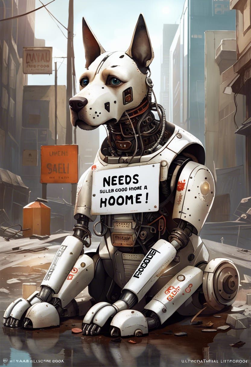 Unfinished robot street dog