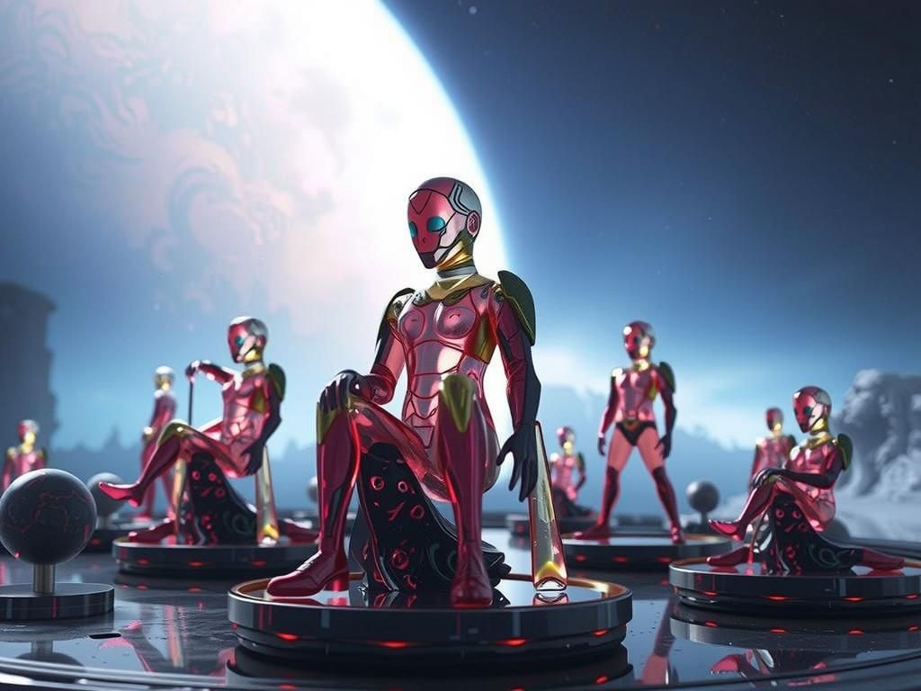 Enameled Glass Figurine in Sci-Fi Style