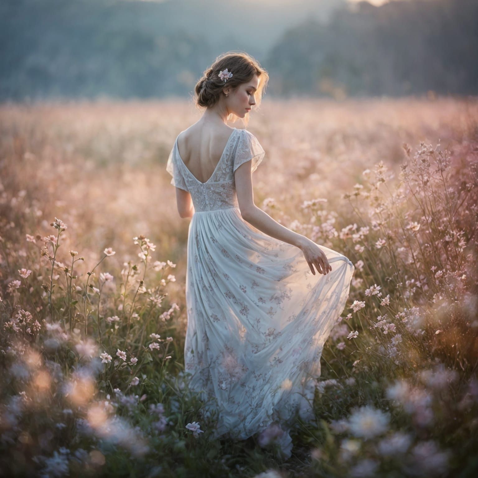 Ethereal Dawn Dancer Lost in Bloom