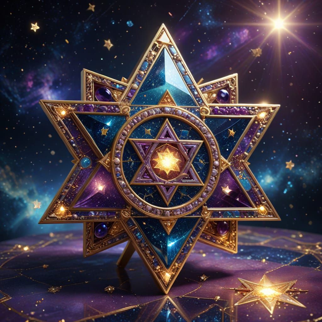Jeweled Star of David with Cosmic Glow